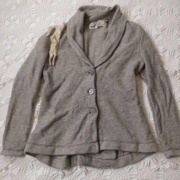 Rosie Niera Antrhopologie Blazer Jacket 100% Wool Tree Applique Gray Large Women - Picture 4 of 9